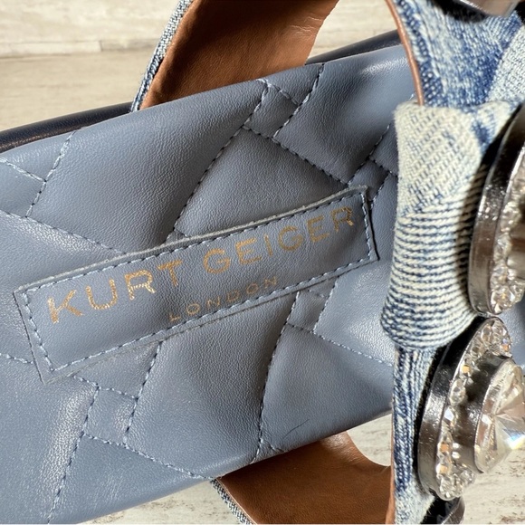 Kurt Geiger London Orson Denim Crystal Jewel Stud Ornament Slide Sandals Size 39 - Picture 10 of 16